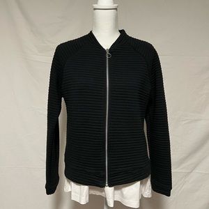Black soft ribbed zip up jacket - Size L
